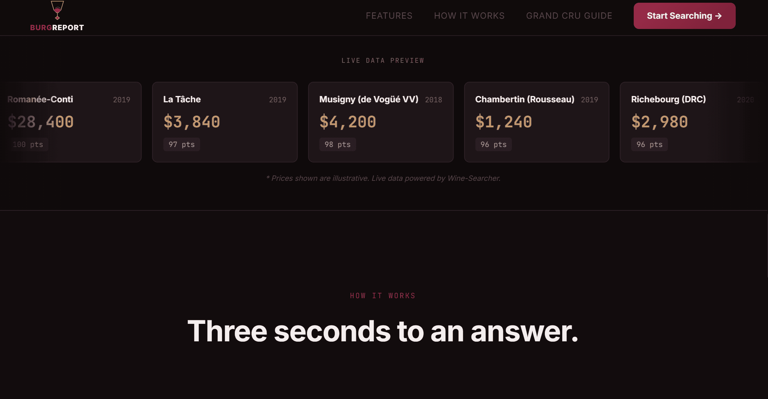 BurgReport: Fine Wine Pricing Intelligence screenshot
